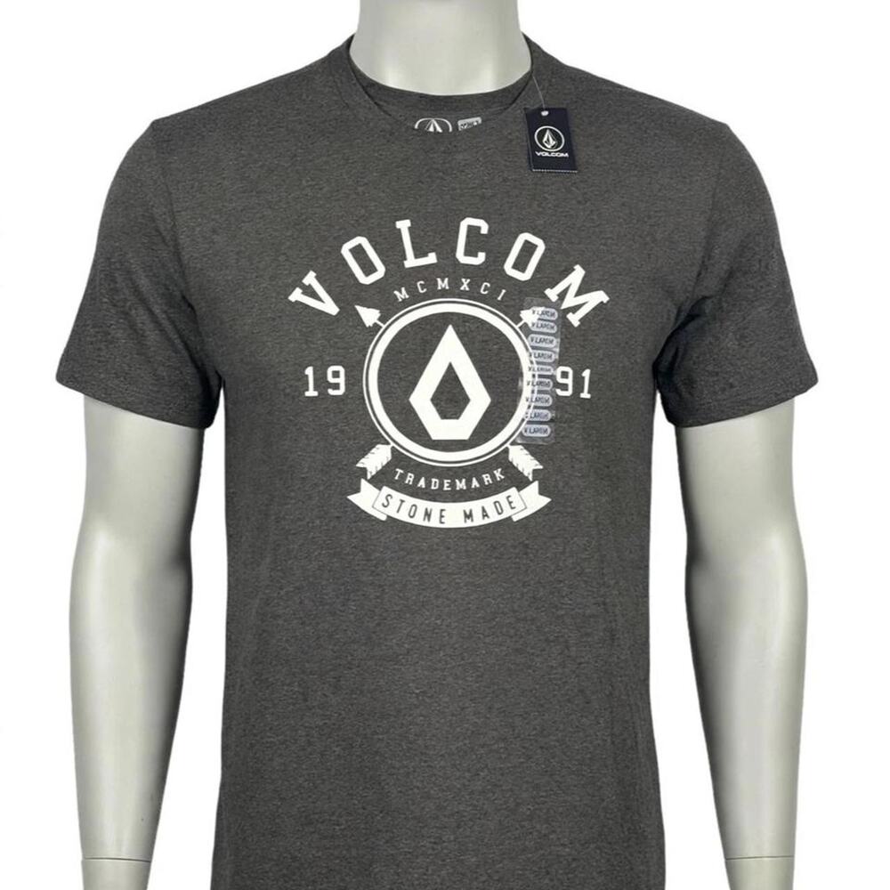Volcom Gray Cotton & Polyester T-Shirt w/ White Volcom Logo and Text Size XL NWT